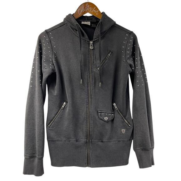 Harley Davidson Motorcycles Full Zip Hoodie Small Studded Biker Chic - Picture 1 of 7